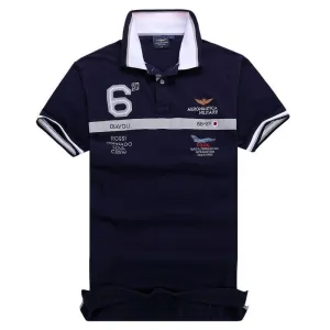 Aeronautica Millitare Rossi Tornado Navy Blue Shortsleeve Polo