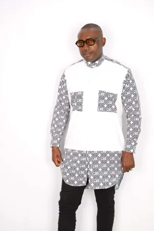African White Long Shirt Branded