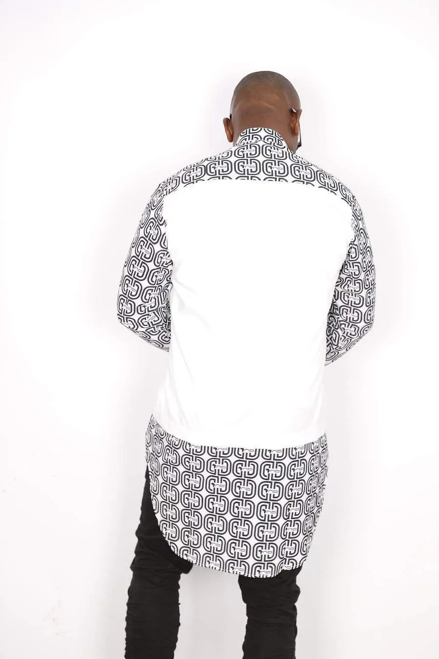 African White Long Shirt Branded
