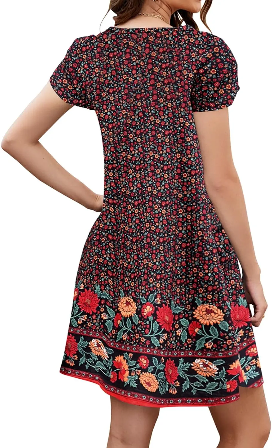 Bluetime Summer Dresses for Women 2025 Beach Boho Sundress Short Sleeve Pockets Loose Casual Tshirt Dress