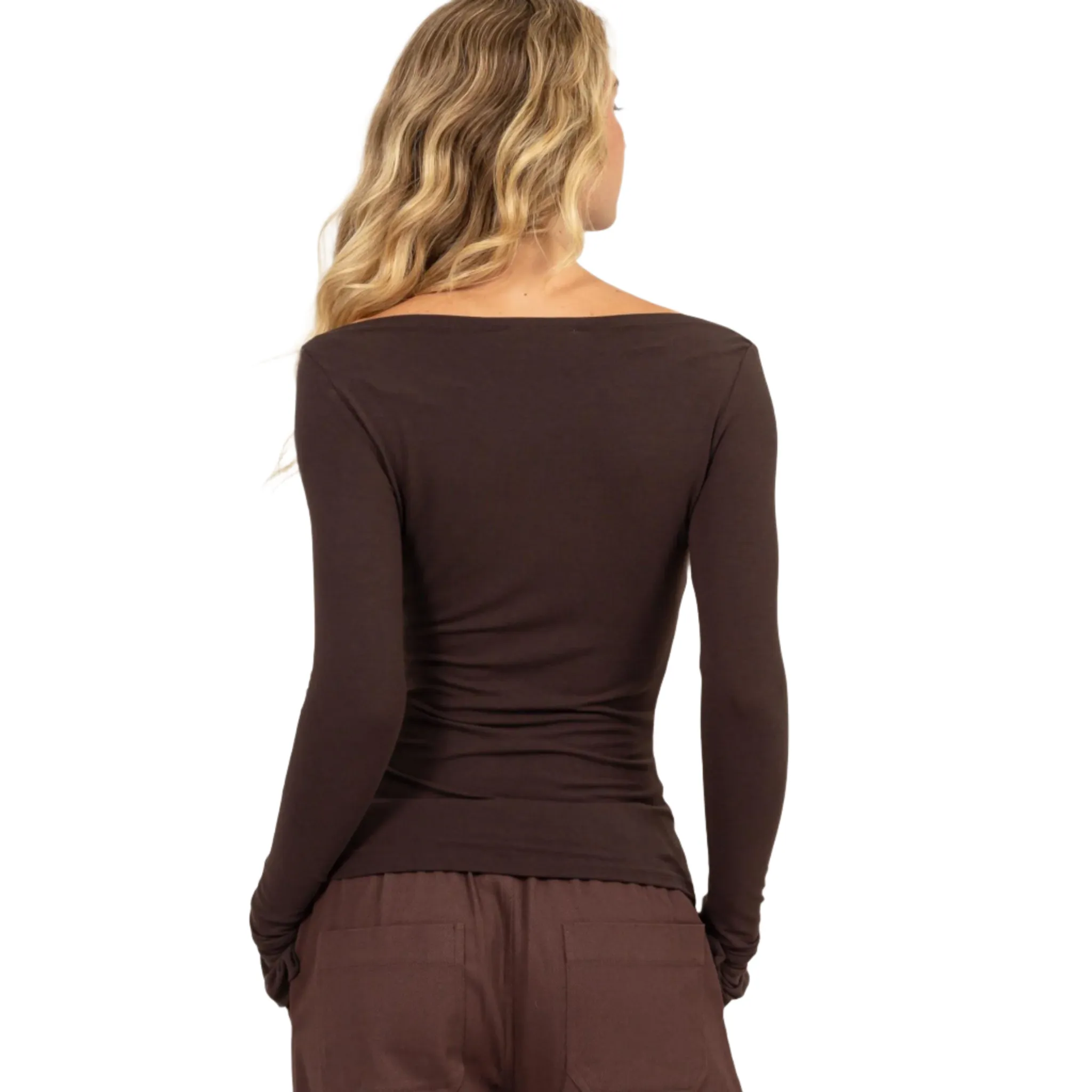 Boat Neck Long Sleeve Top