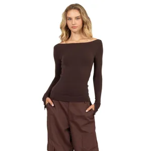 Boat Neck Long Sleeve Top