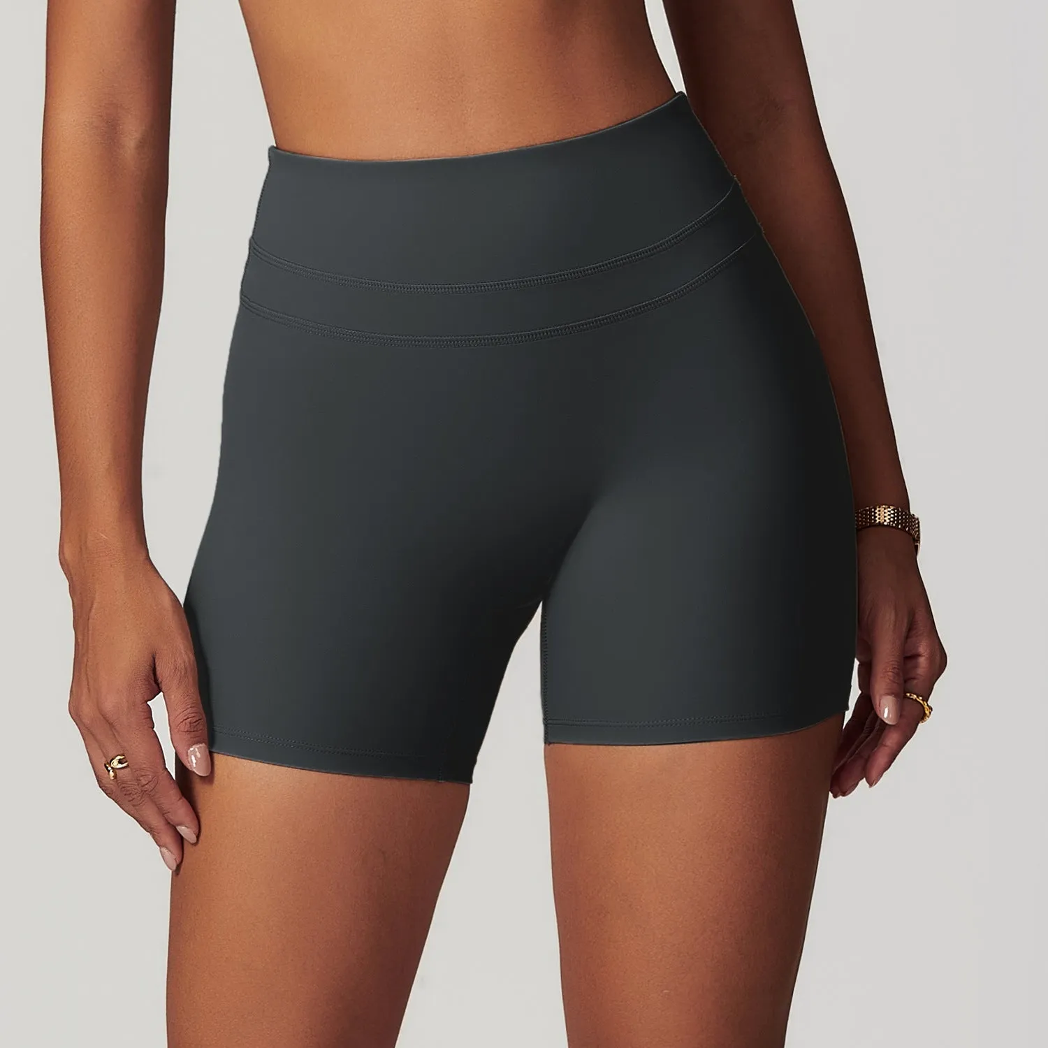 Brushed Tight Yoga Shorts Stretch High Waist Peach Hip Lifting Running Workout Shorts