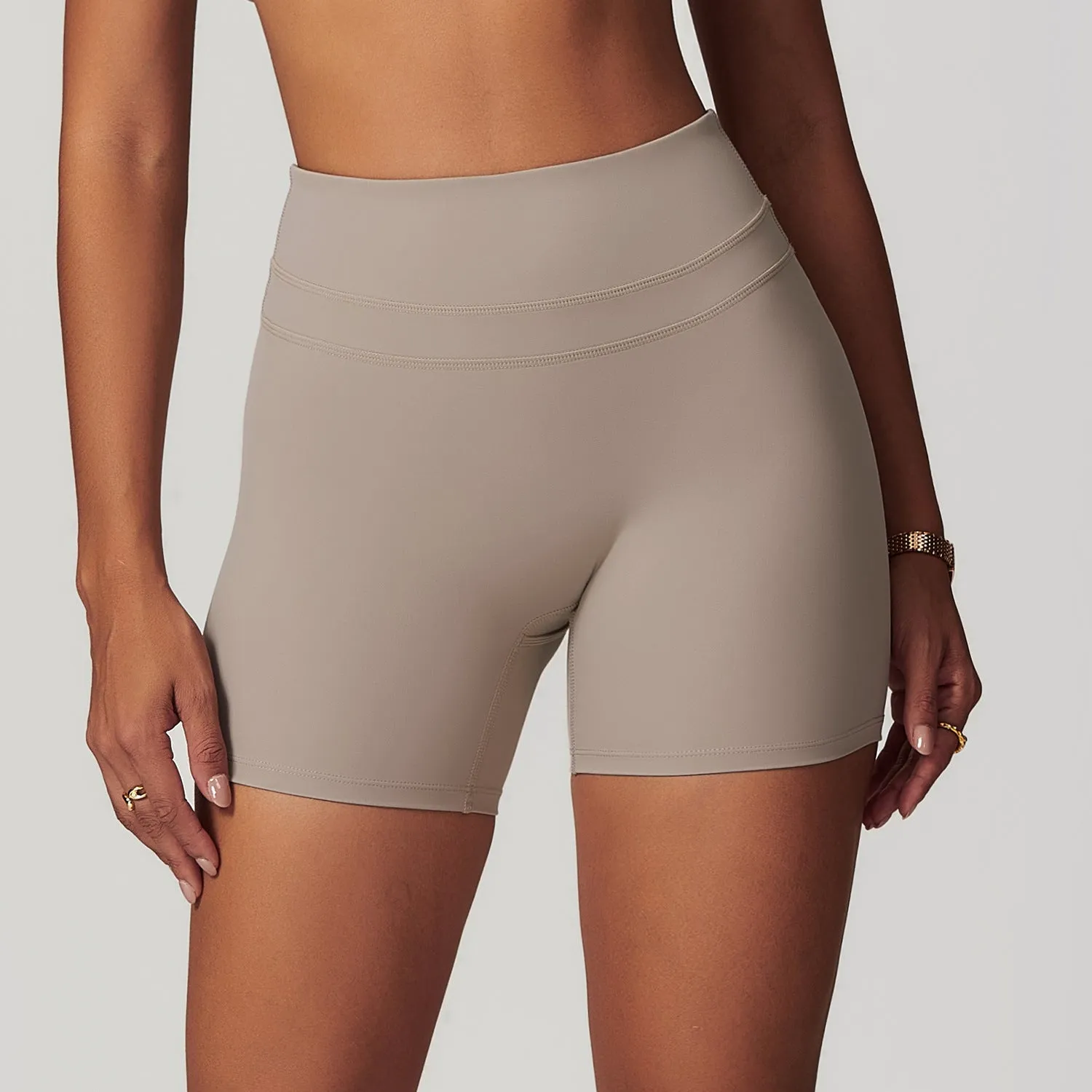 Brushed Tight Yoga Shorts Stretch High Waist Peach Hip Lifting Running Workout Shorts
