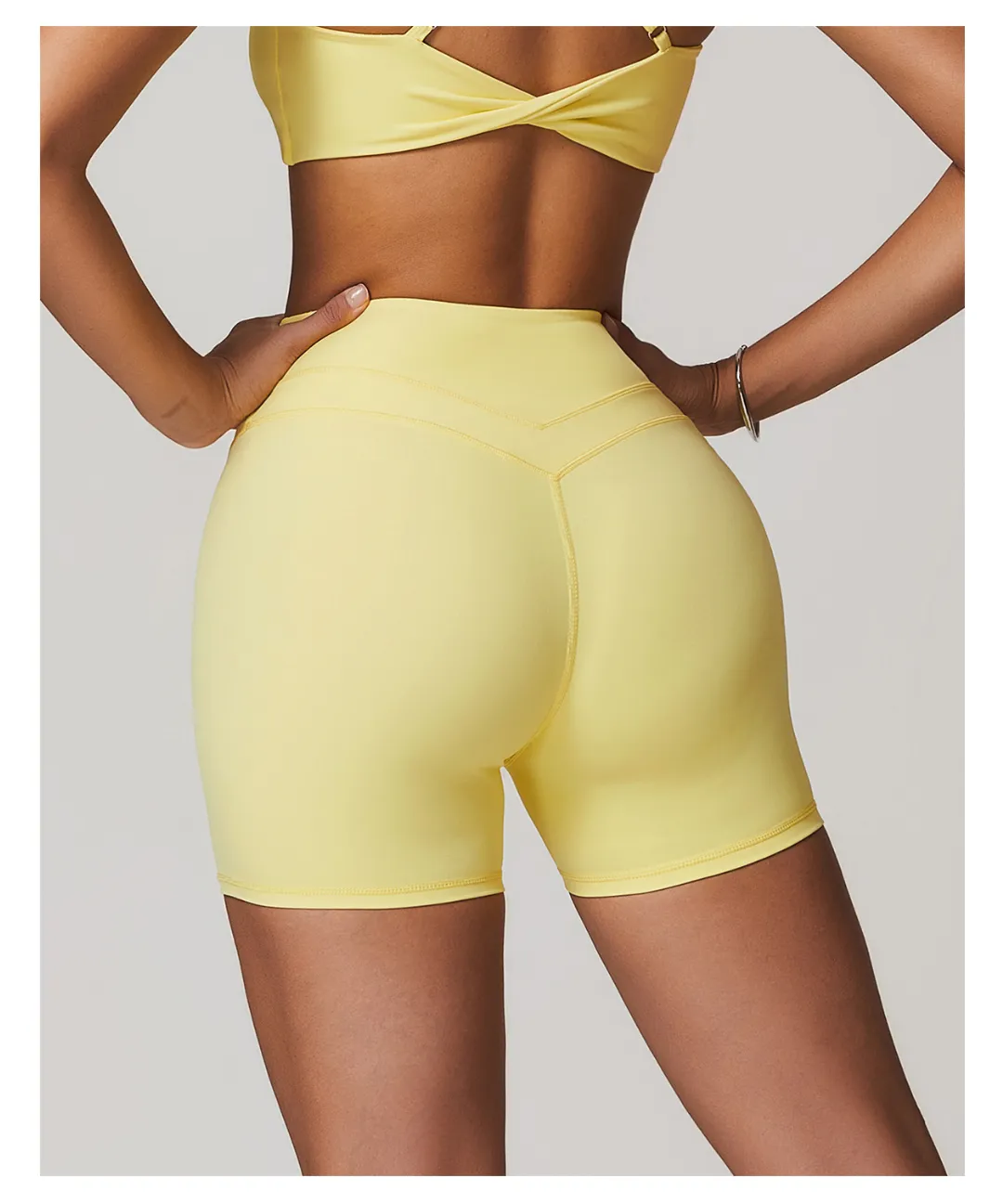 Brushed Tight Yoga Shorts Stretch High Waist Peach Hip Lifting Running Workout Shorts