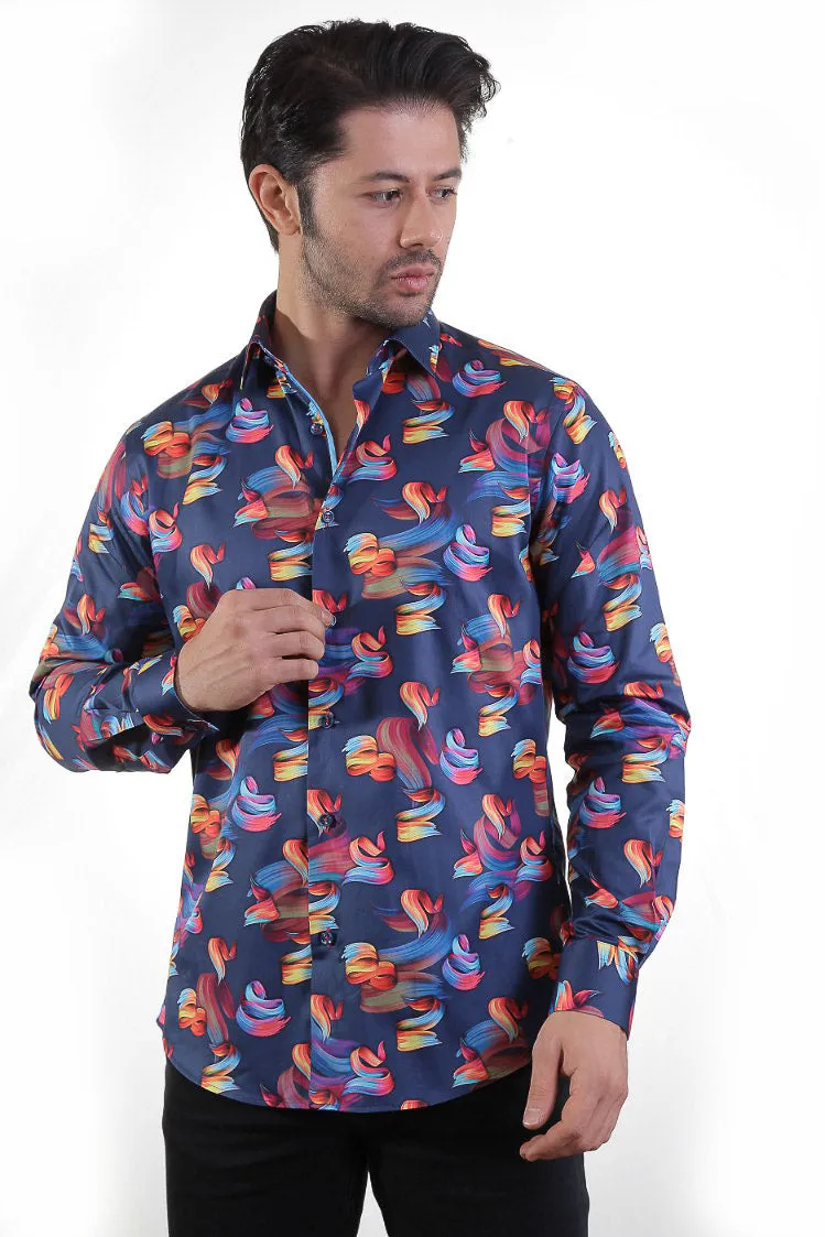 Celestial Bloom Elegance Casual Men's Shirt