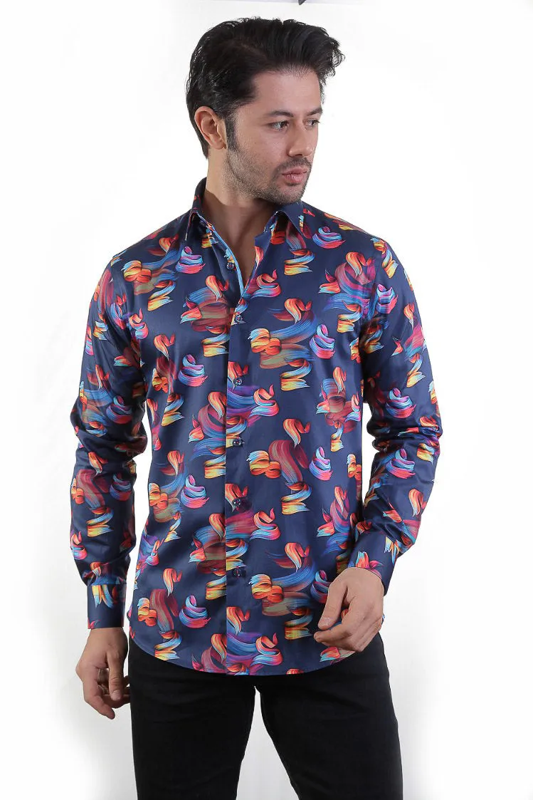 Celestial Bloom Elegance Casual Men's Shirt