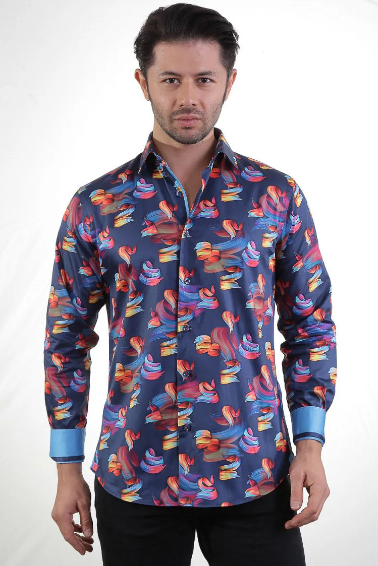 Celestial Bloom Elegance Casual Men's Shirt