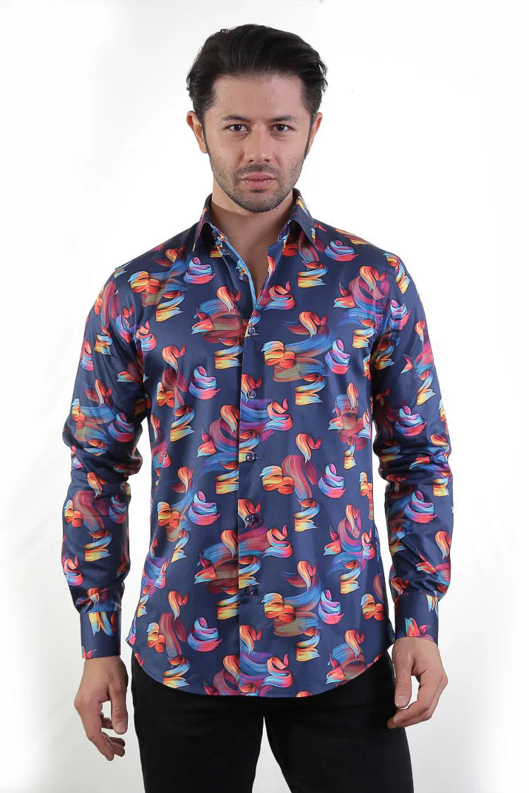 Celestial Bloom Elegance Casual Men's Shirt
