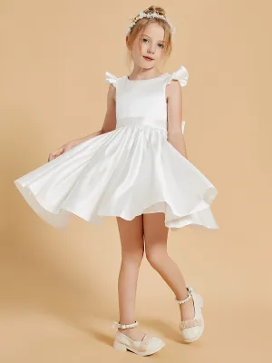 Charming Scoop Neck Flutter Sleeves Knee Length Flower Girl Dresses Clearance