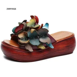 Classic Flower Summer Women Slippers Platform Comfort Light