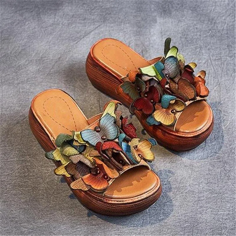 Classic Flower Summer Women Slippers Platform Comfort Light