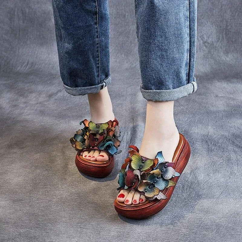 Classic Flower Summer Women Slippers Platform Comfort Light