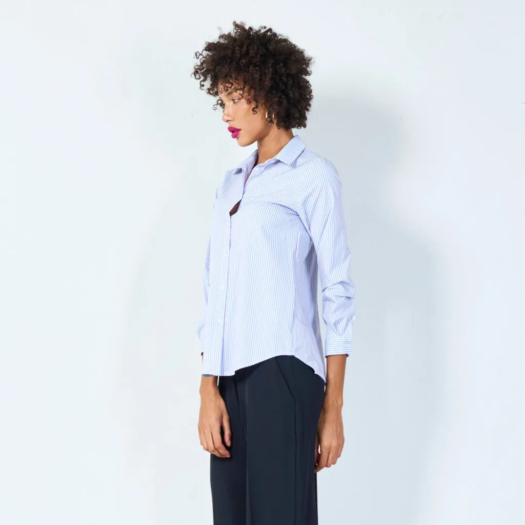 Classic striped button-up shirt wholesale