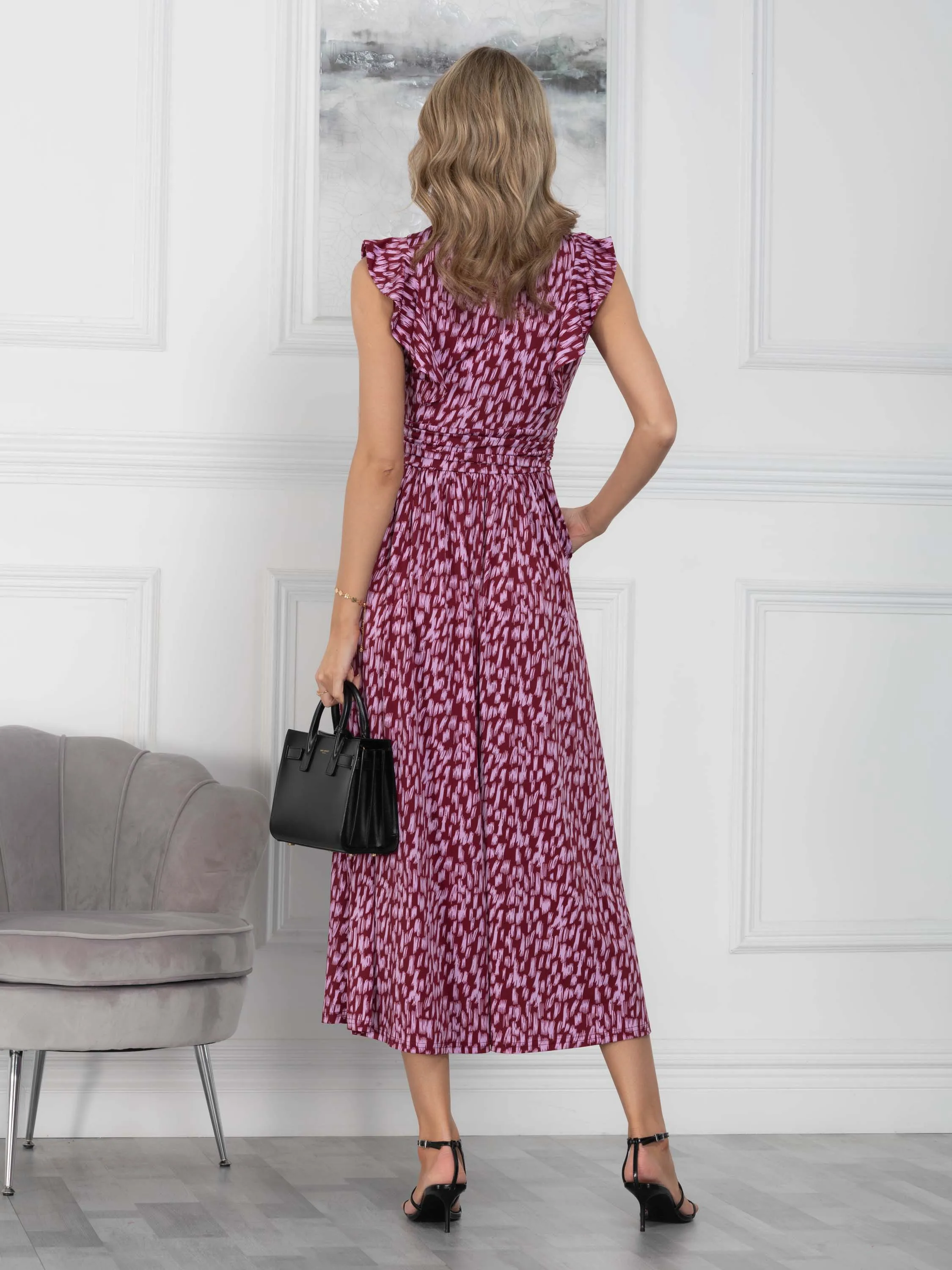 Doris Frill Shoulder Maxi Dress, Abstract Multi