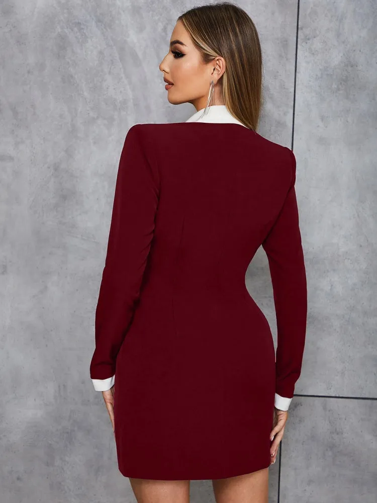 Elegant V-Neck Blazer Dress