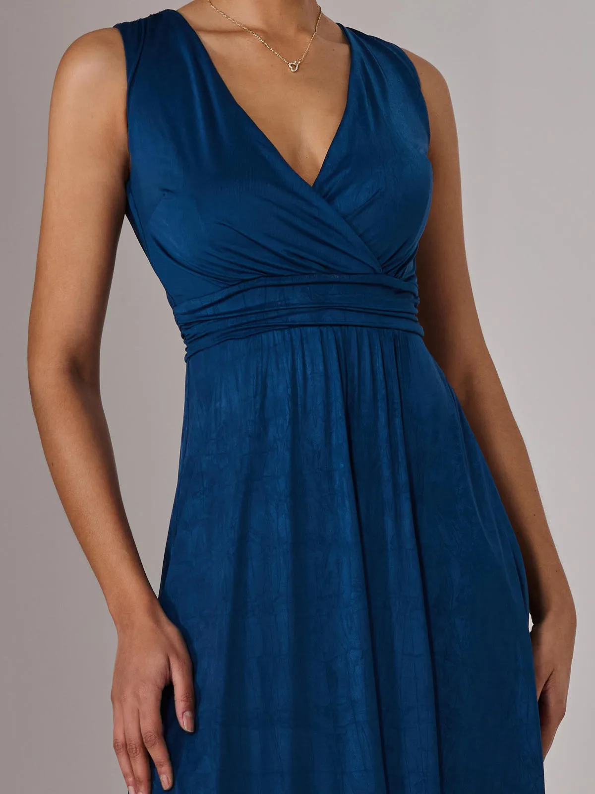 Ella Wrap Bodice Jersey Maxi Dress, Navy