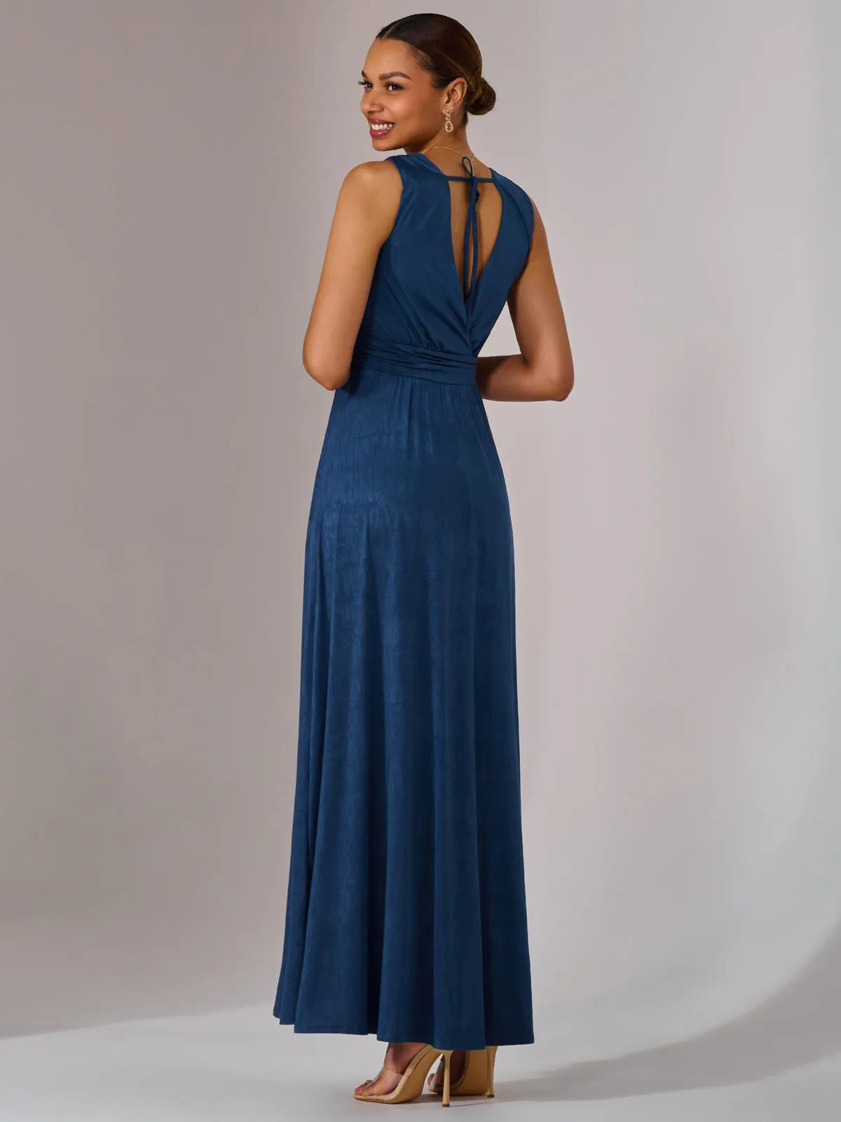 Ella Wrap Bodice Jersey Maxi Dress, Navy