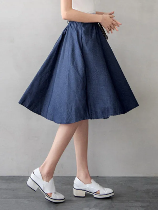 Felicity Women Casual Midi High-Waist A-Line Skirt