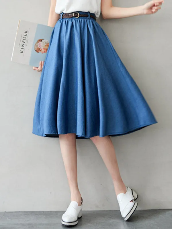 Felicity Women Casual Midi High-Waist A-Line Skirt