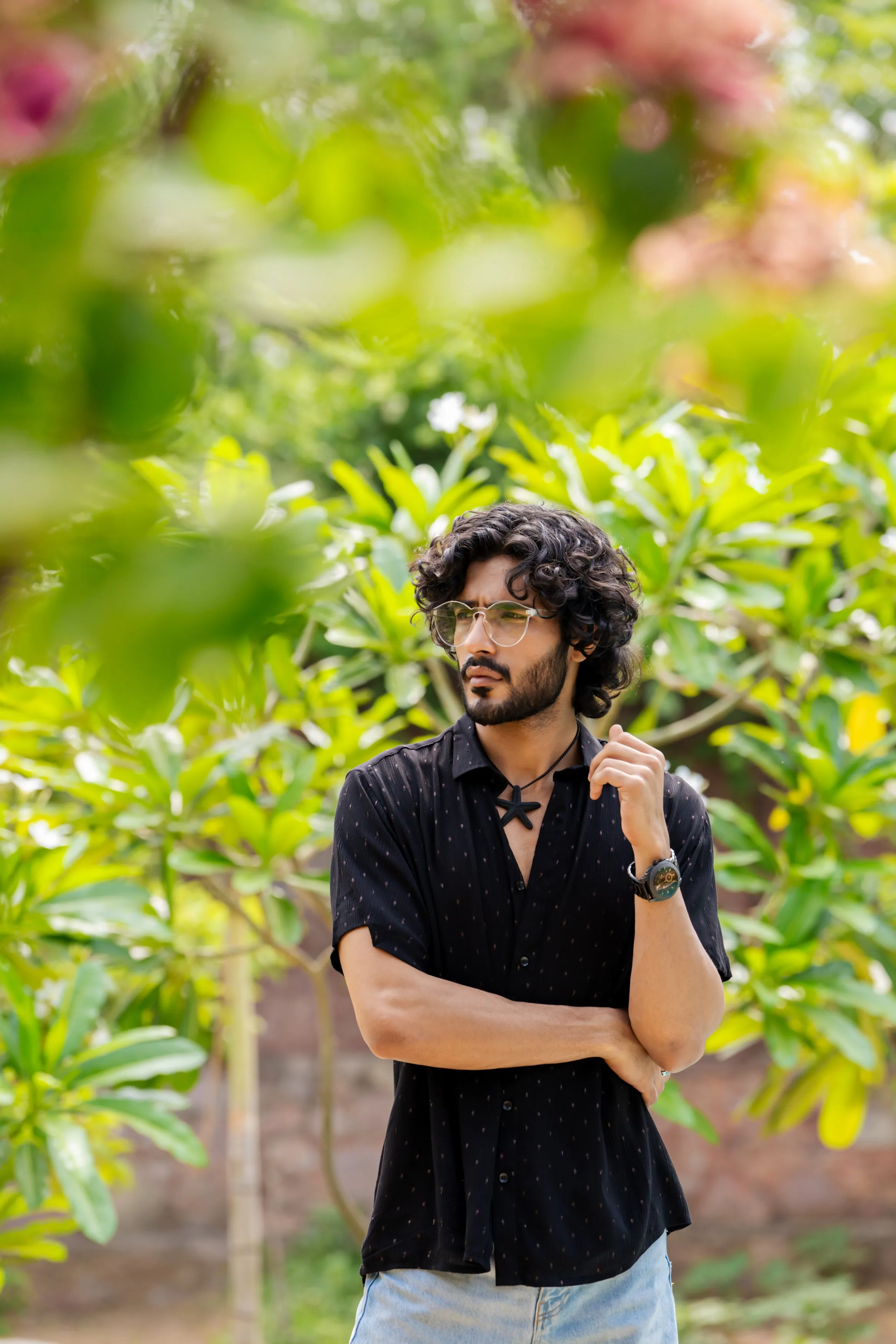 Firangi Yarn Relaxed Fit Super Flowy Re-engineered Cotton Lurex Polka- Half Sleeves Party Shirt Black Copper