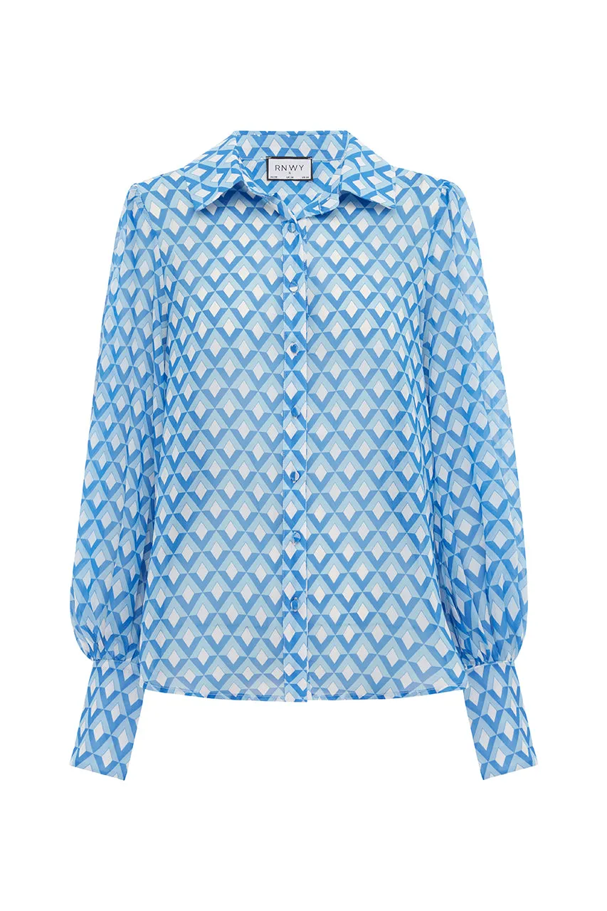 FLEETWOOD BLOUSE - BLUE GEO