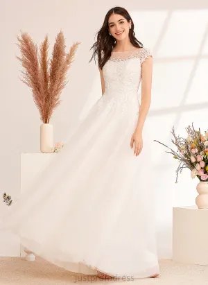 Floor-Length With Dress Illusion Wedding Lace Ainsley Tulle Wedding Dresses Ball-Gown/Princess Lace