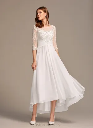 Illusion Eden Wedding Dresses A-Line Wedding Chiffon With Dress Lace Asymmetrical