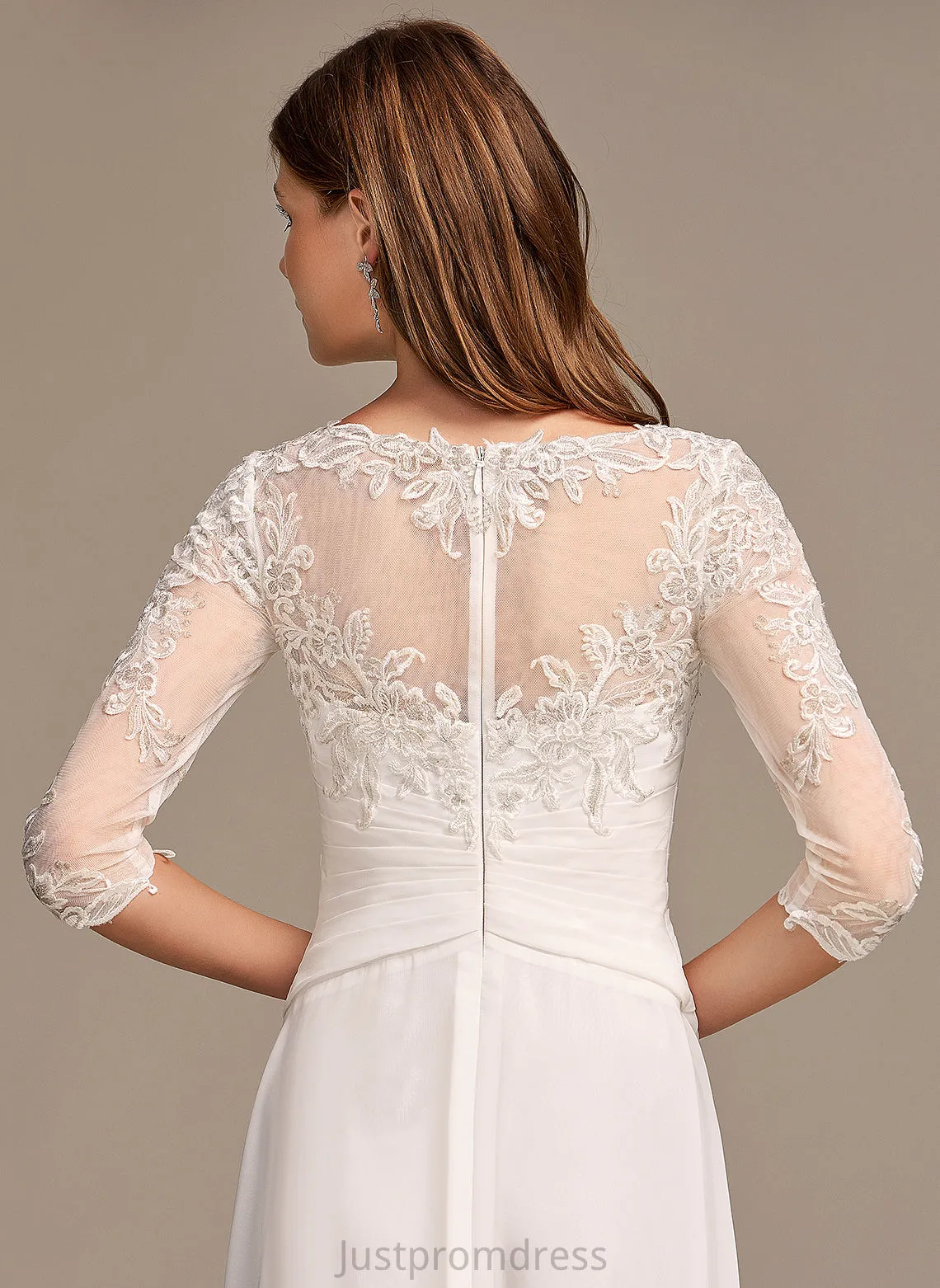 Illusion Eden Wedding Dresses A-Line Wedding Chiffon With Dress Lace Asymmetrical
