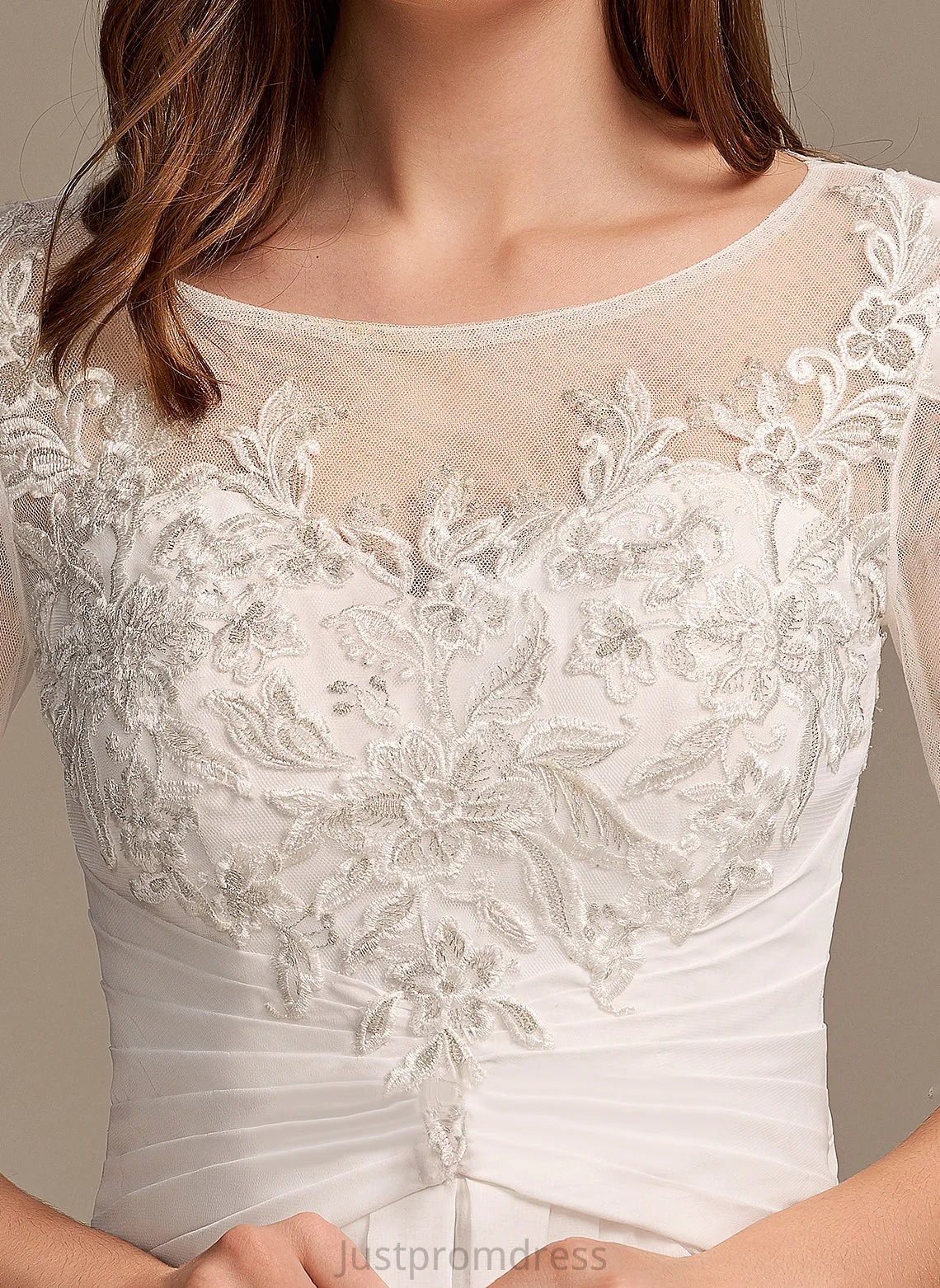 Illusion Eden Wedding Dresses A-Line Wedding Chiffon With Dress Lace Asymmetrical