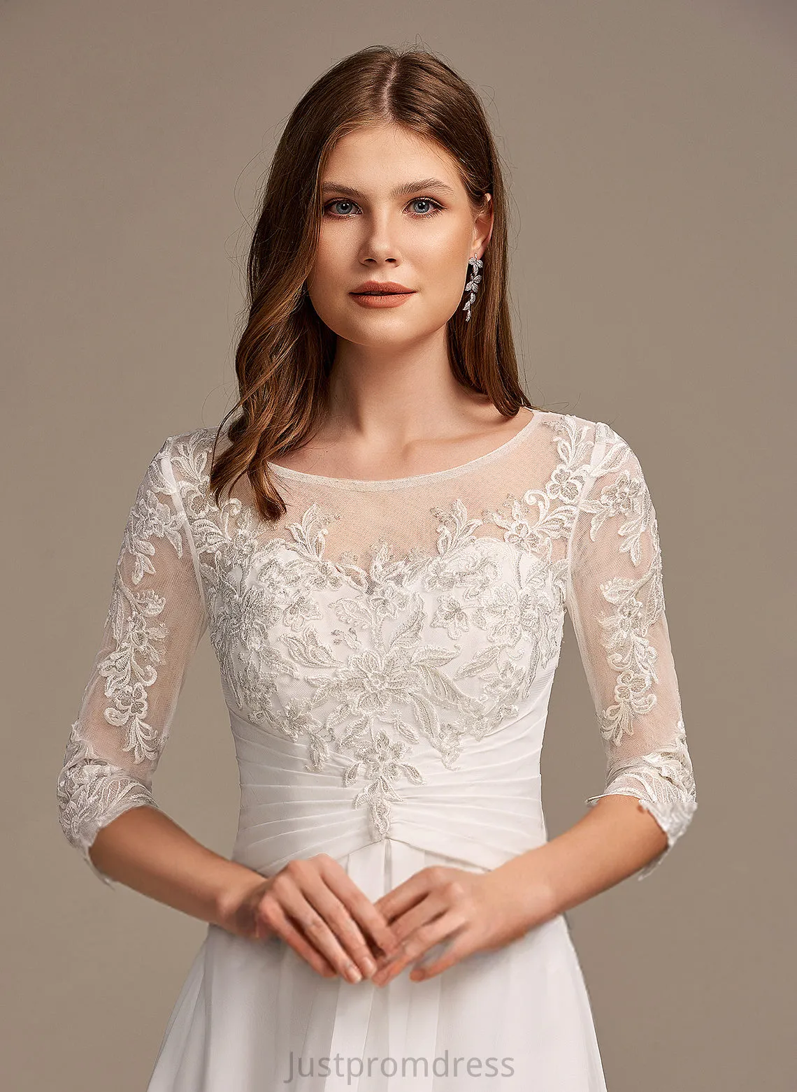 Illusion Eden Wedding Dresses A-Line Wedding Chiffon With Dress Lace Asymmetrical