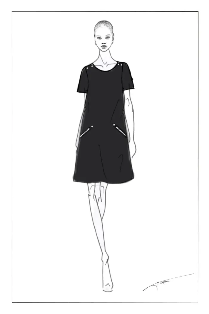 Kate T-Shirt Short Dress in Wool Blend