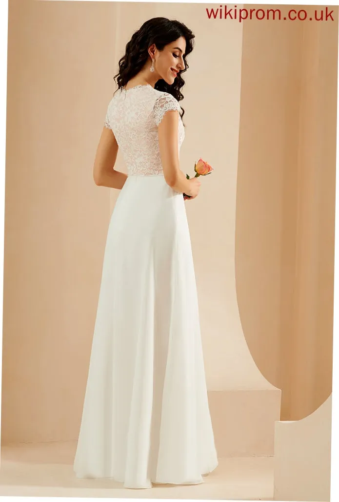Lace Wedding Dresses A-Line Kristen Dress With Chiffon Scoop Floor-Length Wedding Neck