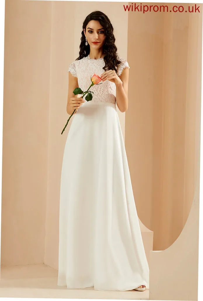 Lace Wedding Dresses A-Line Kristen Dress With Chiffon Scoop Floor-Length Wedding Neck