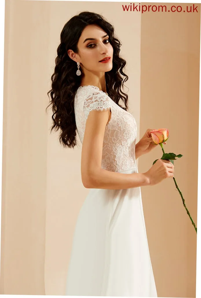 Lace Wedding Dresses A-Line Kristen Dress With Chiffon Scoop Floor-Length Wedding Neck