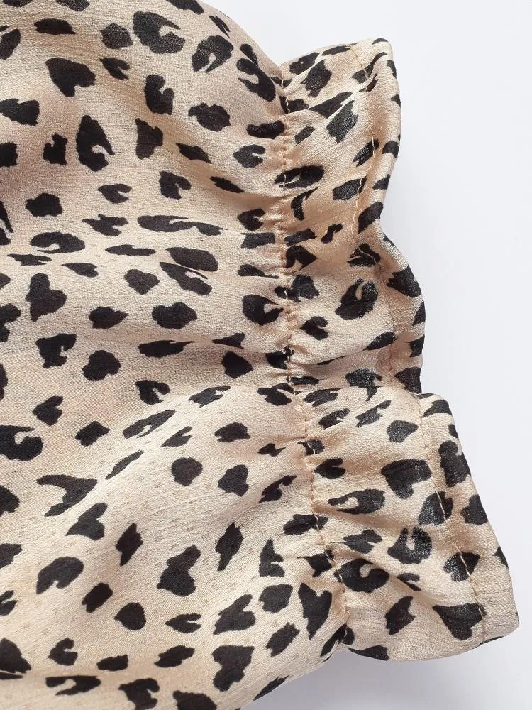 Leopard Knot Satin Midi Dress
