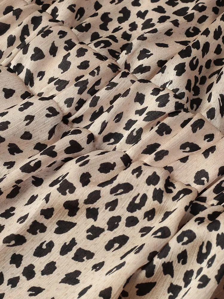 Leopard Knot Satin Midi Dress