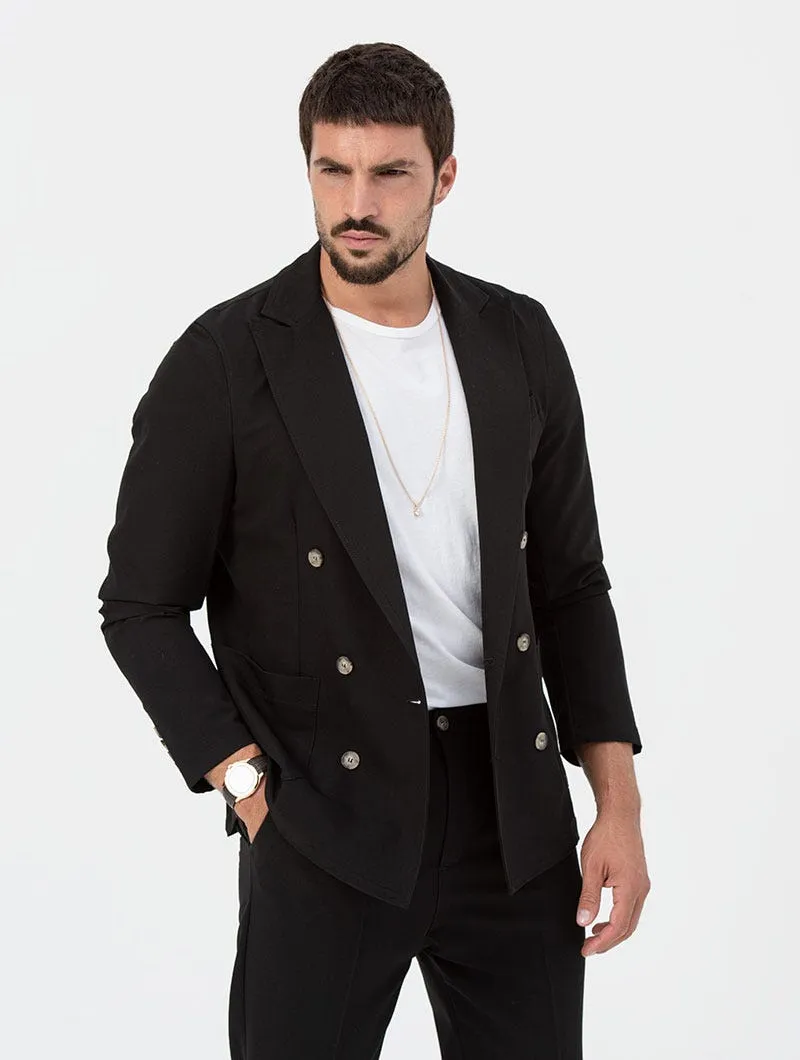 LINCOLN DOUBLE BREASTED BLAZER IN BLACK