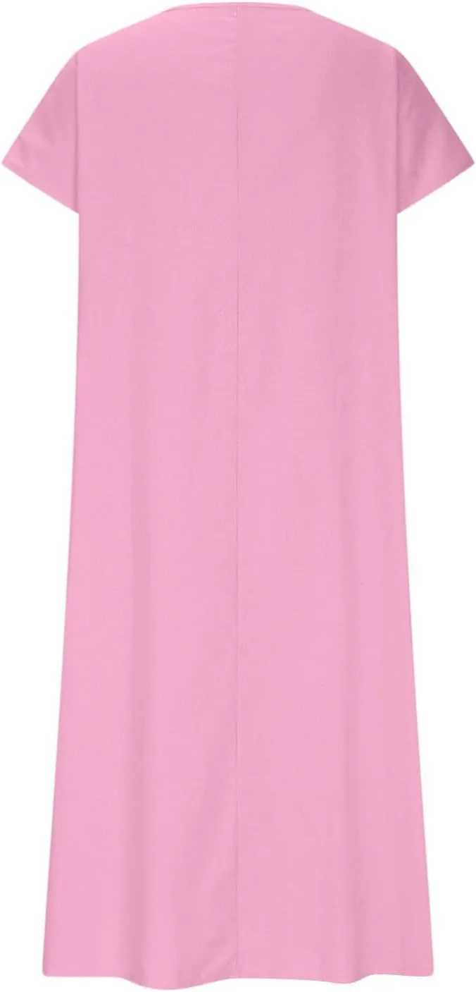 Linen Dresses for Women 2025 Trendy Vneck Long Maxi Dress Flowy Summer Sundresses Boho Beach Wear