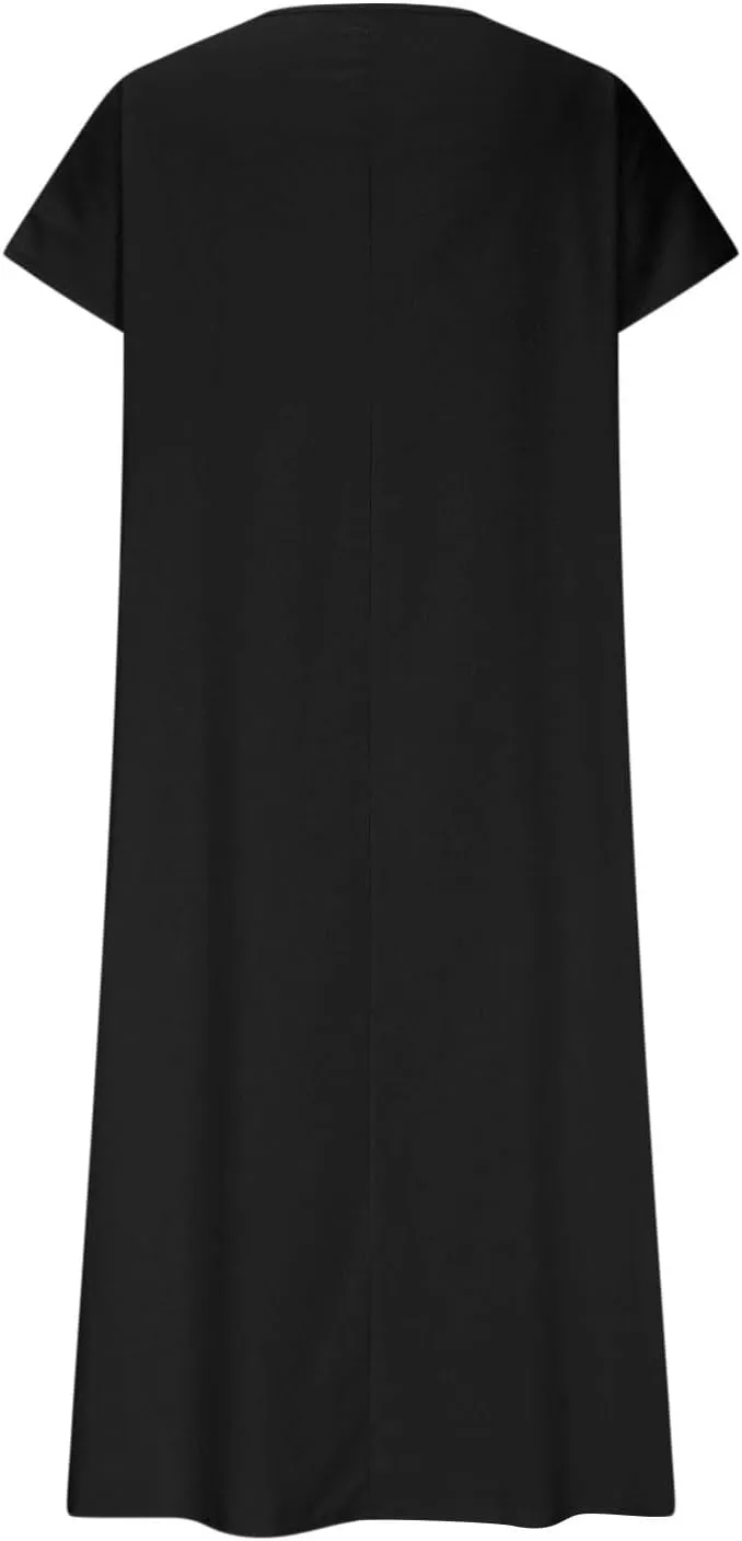 Linen Dresses for Women 2025 Trendy Vneck Long Maxi Dress Flowy Summer Sundresses Boho Beach Wear