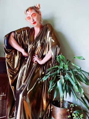 Liquid Gold Slinky Kaftan Midi / Maxi / Kimono