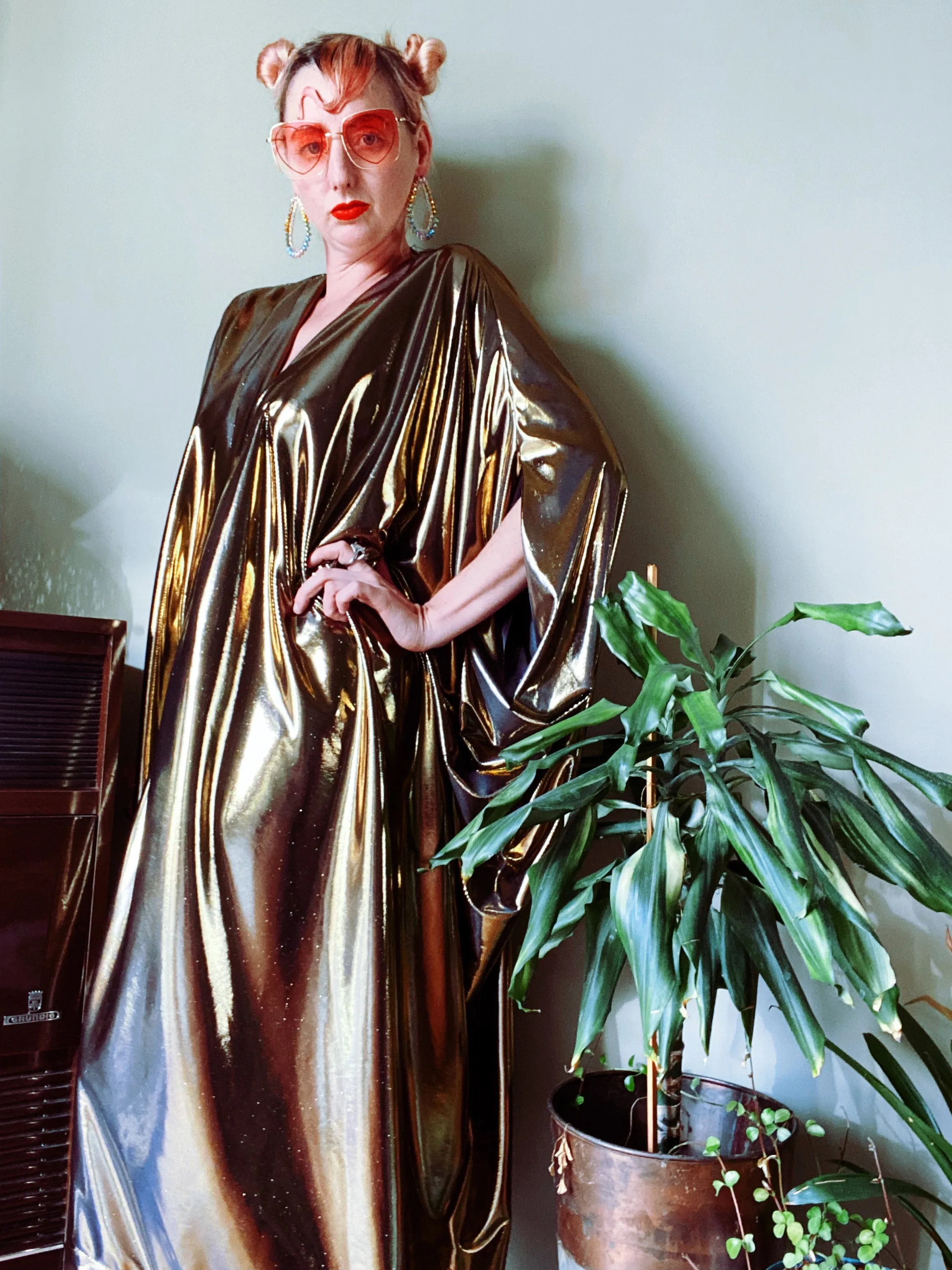 Liquid Gold Slinky Kaftan Midi / Maxi / Kimono