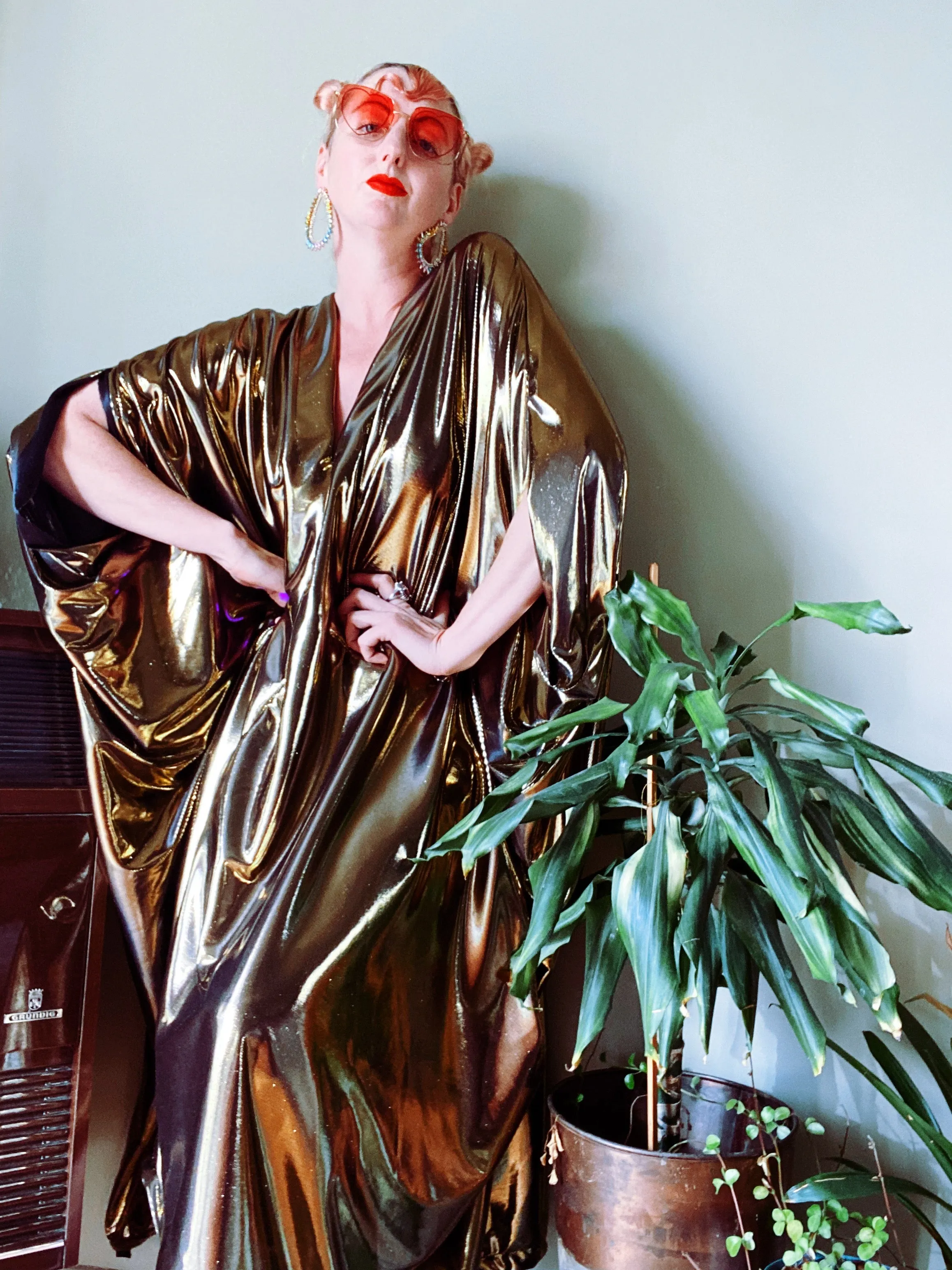 Liquid Gold Slinky Kaftan Midi / Maxi / Kimono