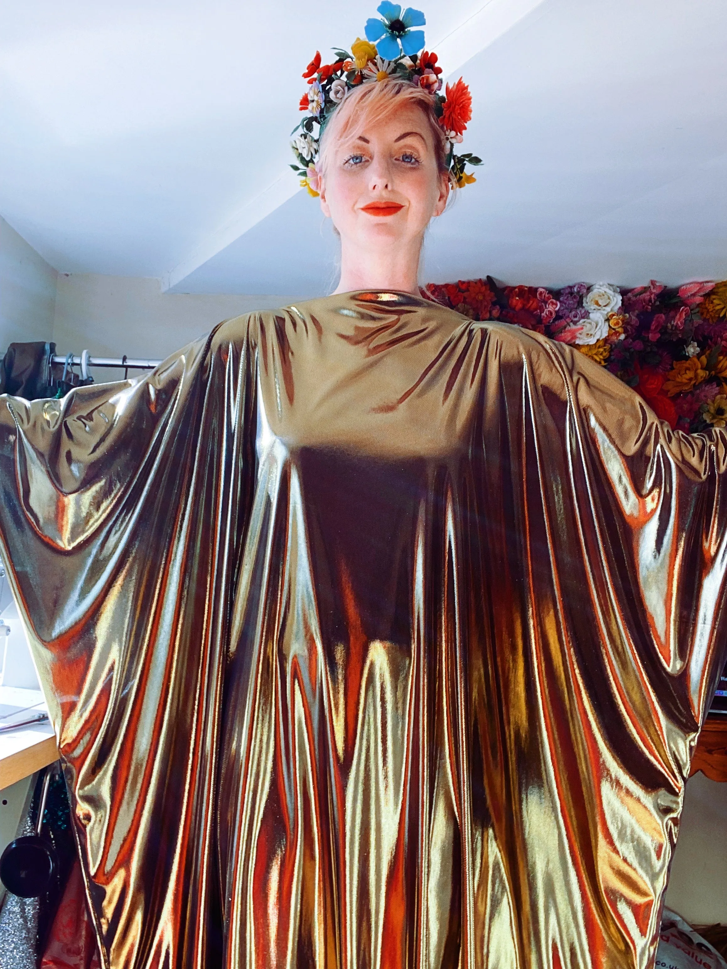 Liquid Gold Slinky Kaftan Midi / Maxi / Kimono