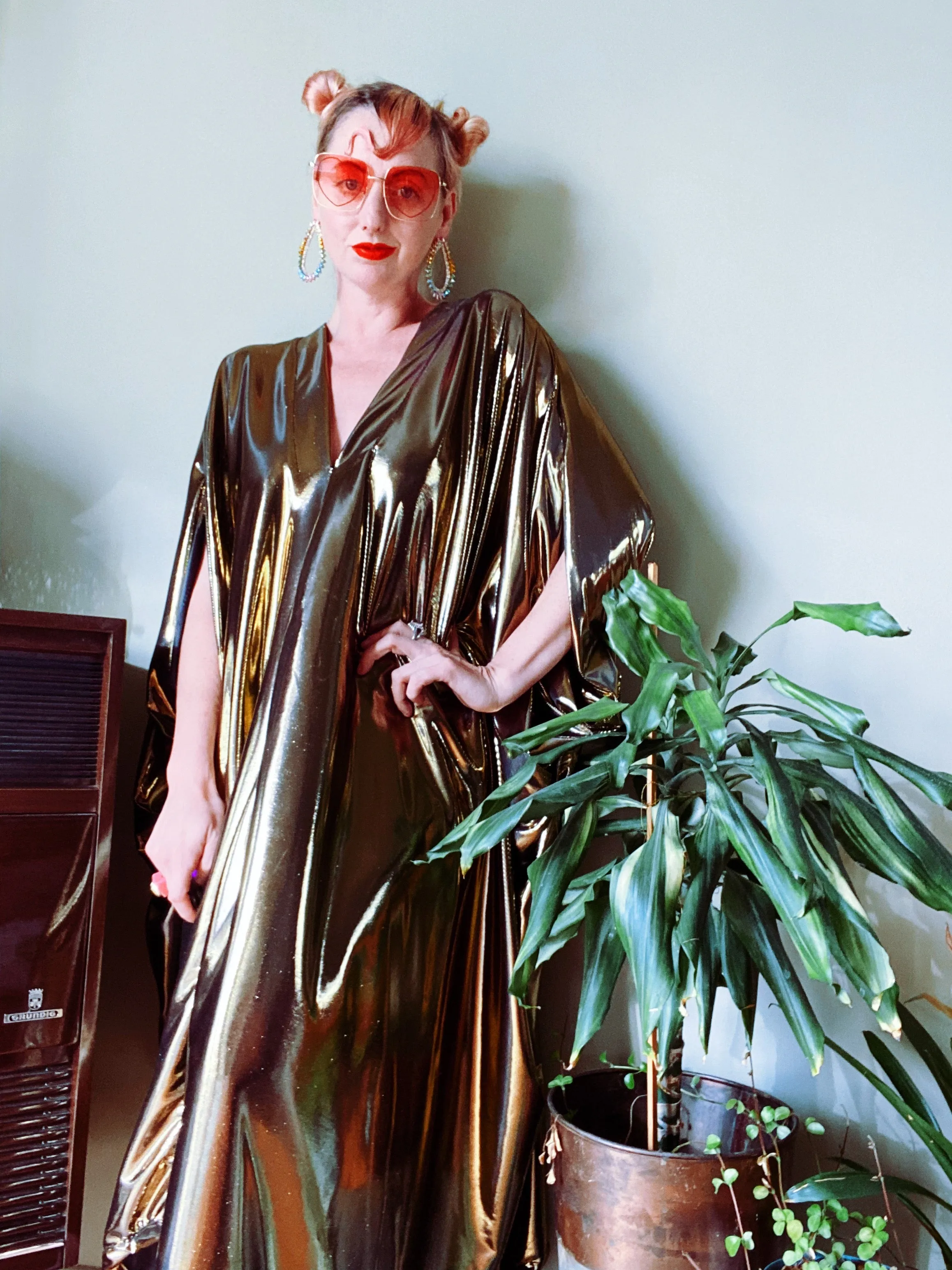 Liquid Gold Slinky Kaftan Midi / Maxi / Kimono