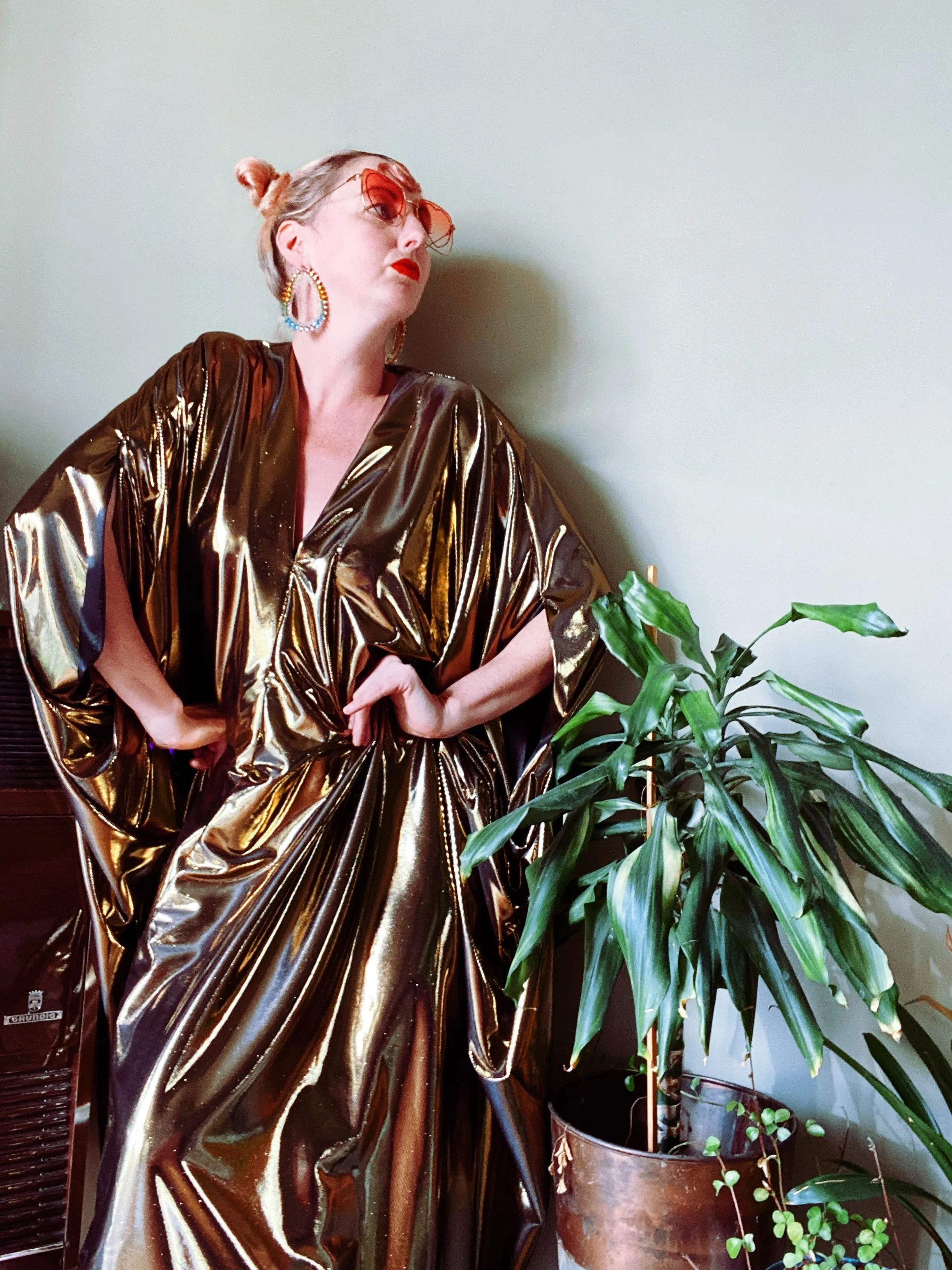 Liquid Gold Slinky Kaftan Midi / Maxi / Kimono