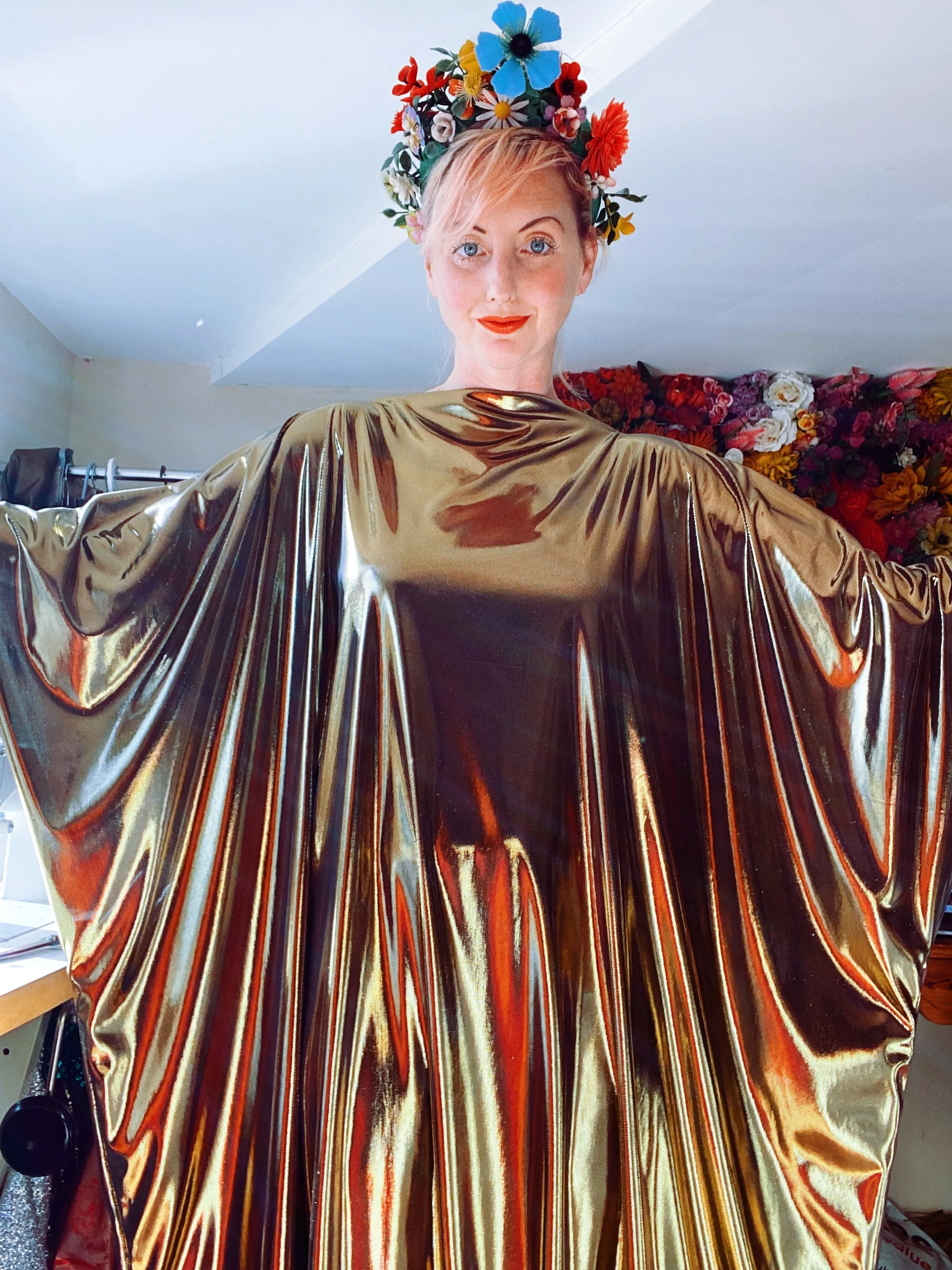 Liquid Gold Slinky Kaftan Midi / Maxi / Kimono