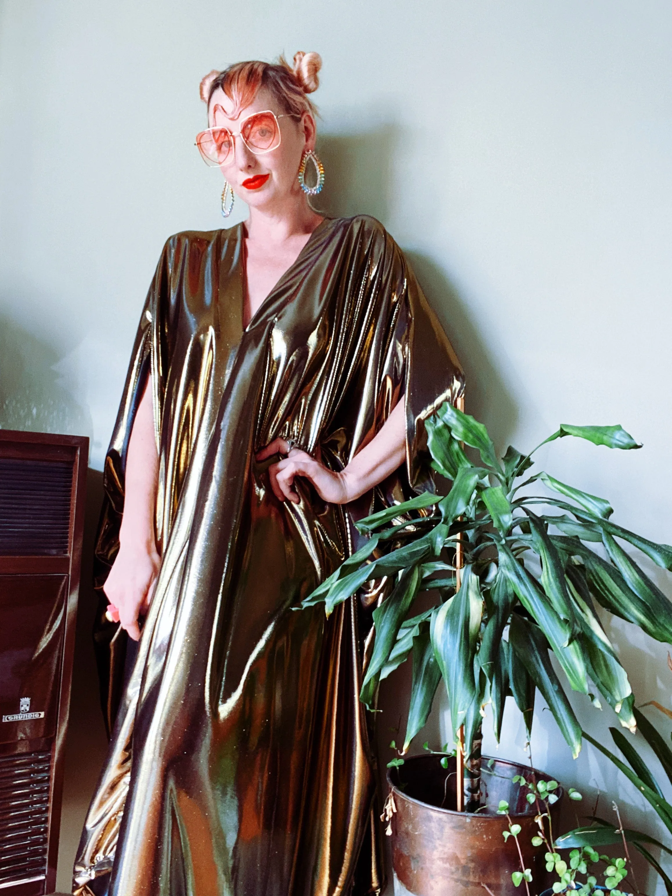 Liquid Gold Slinky Kaftan Midi / Maxi / Kimono