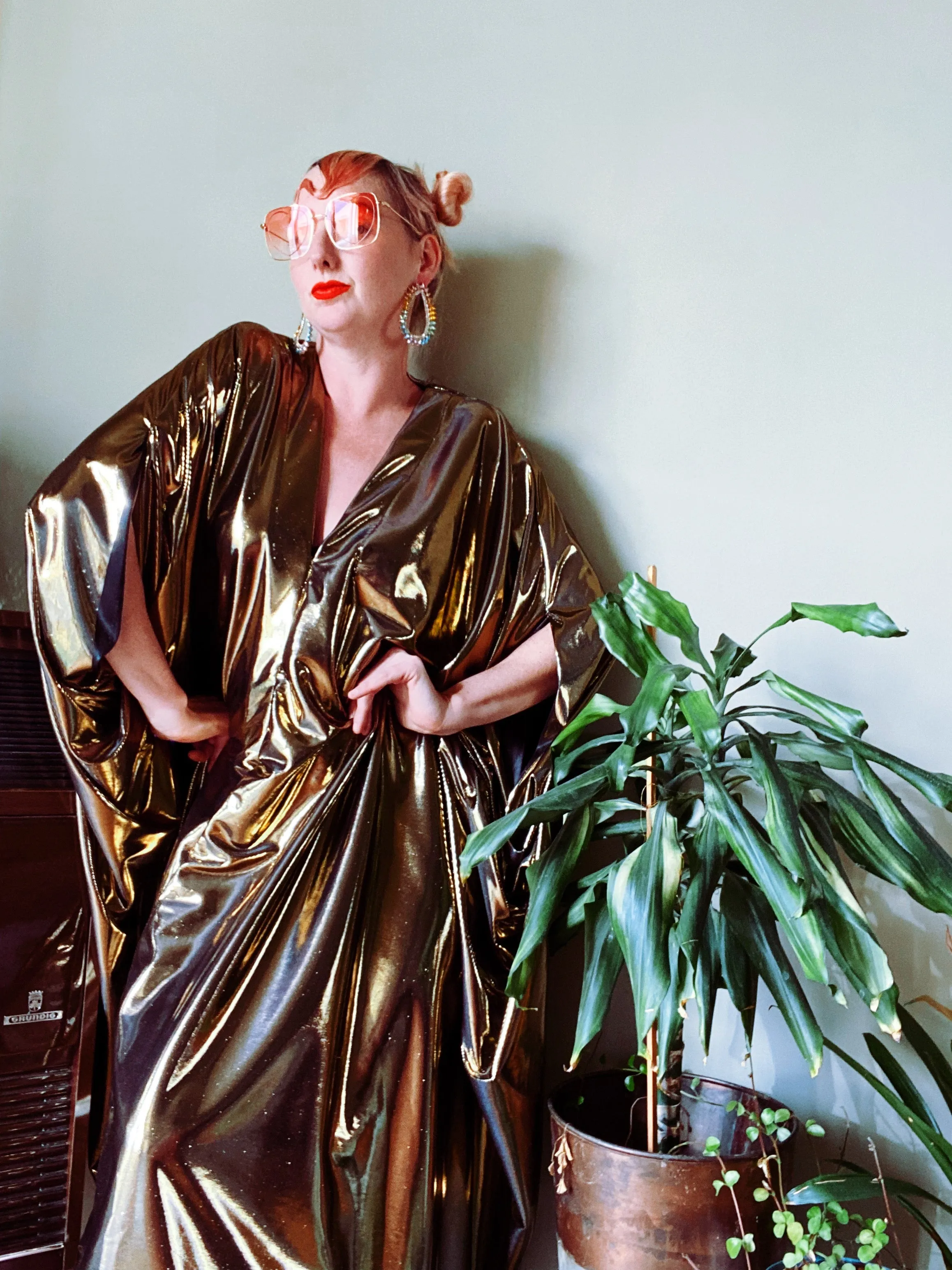 Liquid Gold Slinky Kaftan Midi / Maxi / Kimono