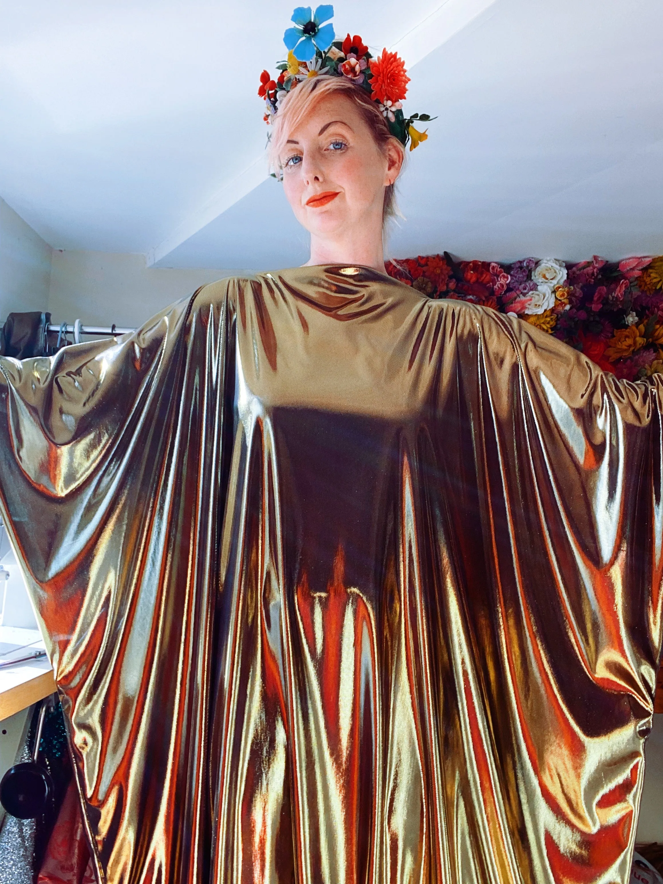 Liquid Gold Slinky Kaftan Midi / Maxi / Kimono